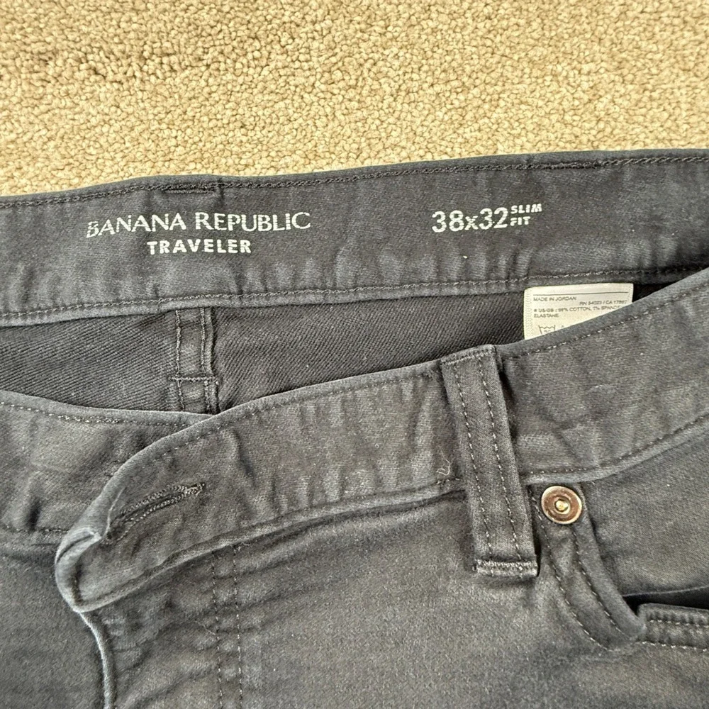 Banana Republic Traveler Pants Mens 38x32 Slim Fit Black Five Pocket Chino Jean